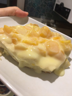 Una foto de Kuchen de durazno