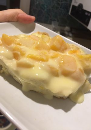 Una foto de Kuchen de durazno