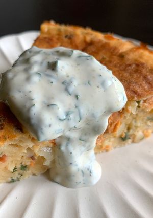 A picture of Rice Cooker Salmon & Sour Cream Frittata.