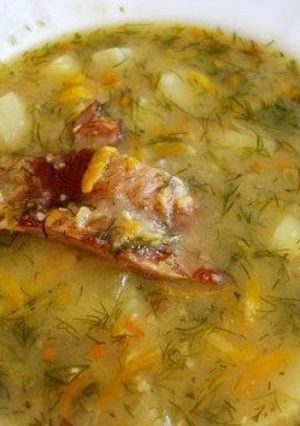 Фото Быстрый гороховый суп с копчеными ребрами.