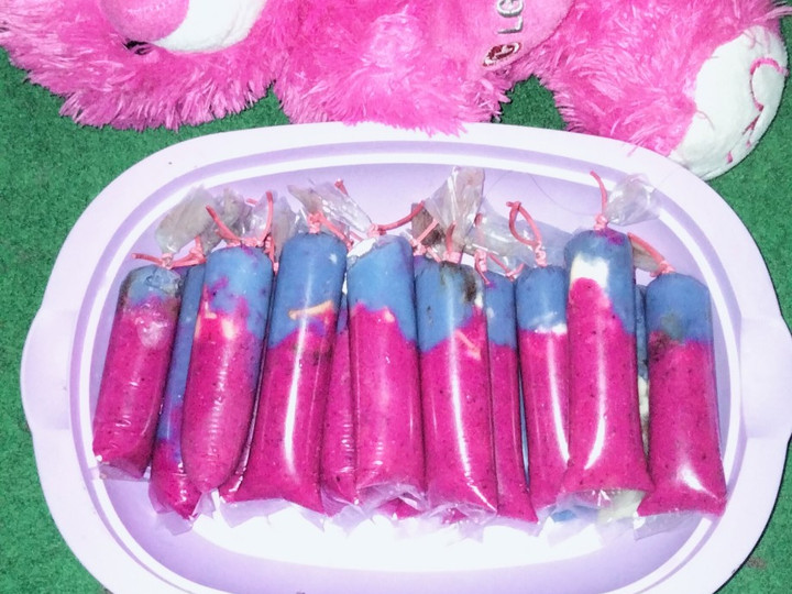 Resep Es lilin unicorn 🦄 (pewarna bunga telang dan buah naga), Enak