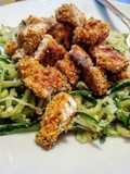Parmesan Breaded Chicken & Zucchini Spaghetti (Low-Carb)