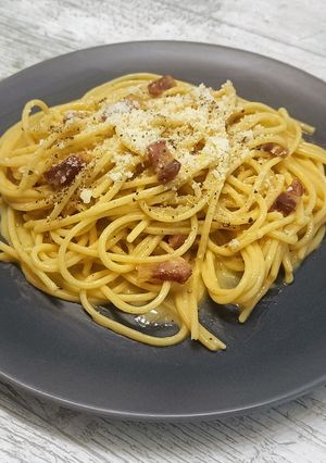 Una foto de Spaghetti a la carbonara
