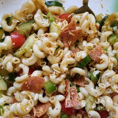 A picture of Italian summer pasta salad.