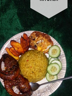 A picture of Curry jollof rice.