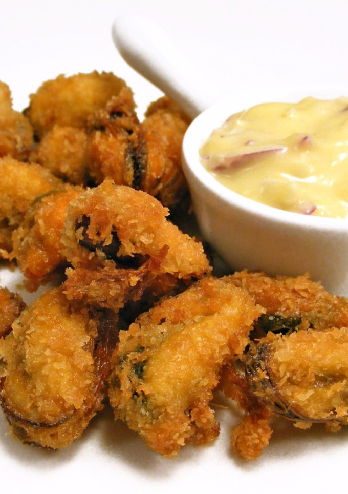 Una foto de Mejillones fritos en escabeche con Mojonesa