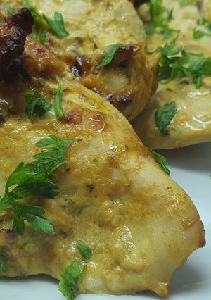 Una foto de Pechuga de pollo a la mostaza y mayonesa en airfryer