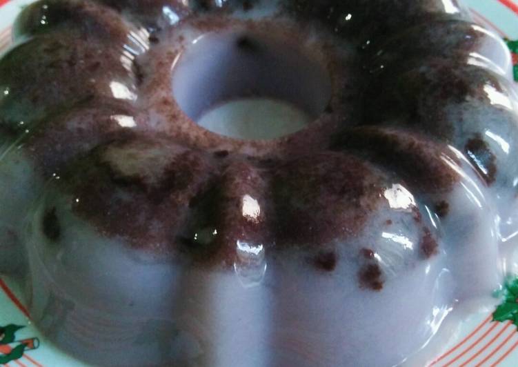 Cara Membuat Puding oreo rasa taro yang Lezat