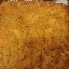 A picture of Baked macaroni and cheese.