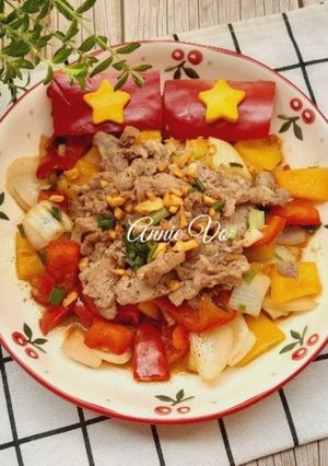 Hình của món Bò xào ớt chuông.