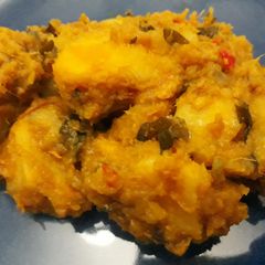A picture of Porriage plantain and sweet potatoes.