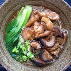 Soba Noodle Soup With Chicken & Asian Mushrooms A picture of Soba Noodle Soup With Chicken & Asian Mushrooms.