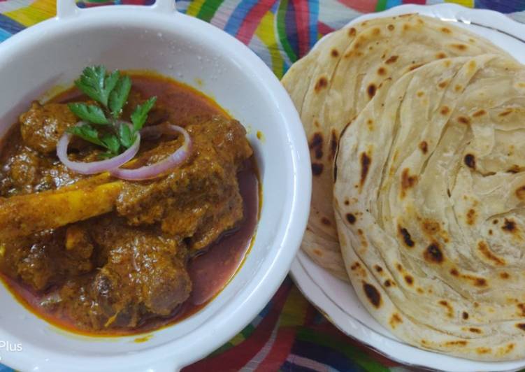 Mutton korma and lachha paratha