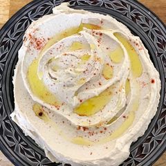A picture of Homemade hummus.