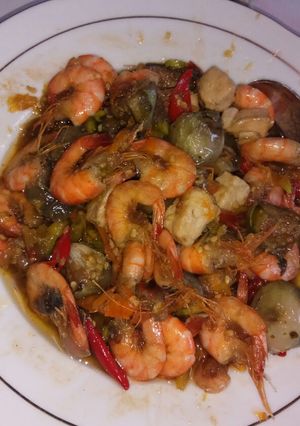 Foto resep Udang Tumis Tahu Terong