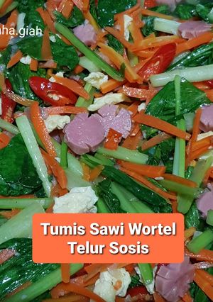 Foto resep Tumis Sawi Wortel Telur Sosis