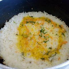 A picture of Crispy orange rice.