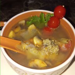 A picture of Quinoa, beans and vegetable soup.