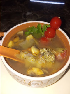 A picture of Quinoa, beans and vegetable soup.