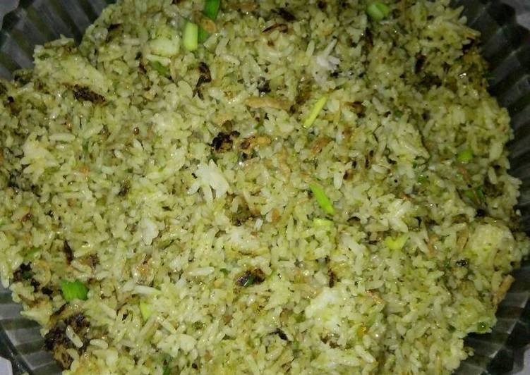 Cara mudah Menyiapkan Nasi goreng ijo pedas teri Anti Gagal