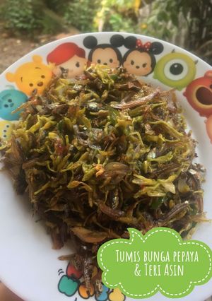 Foto resep Tumis Bunga pepaya + teri