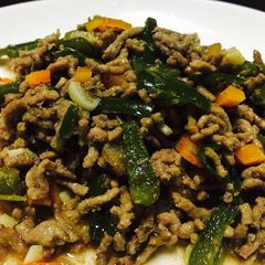Minced Meat with green bell peppers A picture of Minced Meat with green bell peppers.