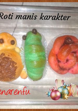 Foto resep Roti Manis karakter (Kura2, Ulat & Mawar)