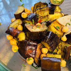 A picture of Grilled Eggplant and Chickpea Salad.