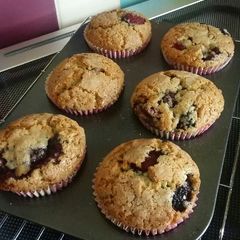 A picture of Vickys Summer Berry Muffins, GF DF EF SF NF.