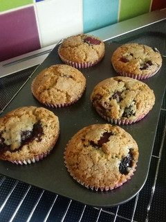 A picture of Vickys Summer Berry Muffins, GF DF EF SF NF.