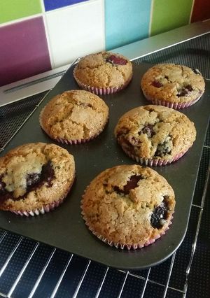 A picture of Vickys Summer Berry Muffins, GF DF EF SF NF.