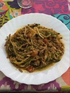 Una foto de Calabacetis con carne