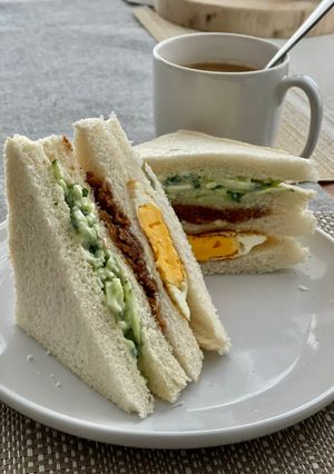 A picture of Taiwanese Breakfast Shop-Style Pork Floss Sandwich.