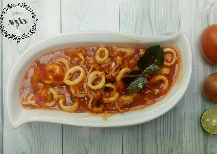 Bahan meracik Cumi Saus Padang Lezat