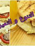 سندويش خبز المطلوع بالسكالوب المشوي على الجمر