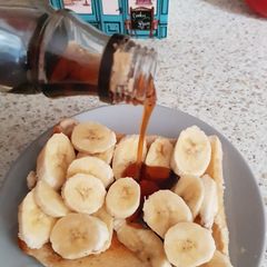 A picture of My Banana on Toast with Maple Syrup.