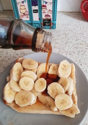 A picture of My Banana on Toast with Maple Syrup.
