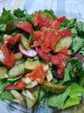 Rúcula, morrón, rabanito, zucchini