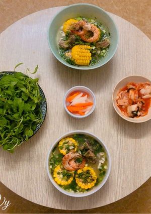 Hình của món Nui sườn tôm.