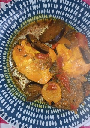 Una foto de Parrillada de verduras con merluza