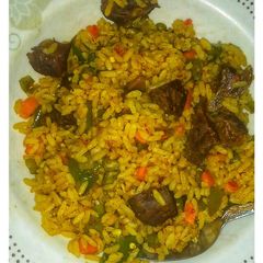 Sweetbread & liver fried rice A picture of Sweetbread & liver fried rice.
