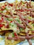 Mexican Nachos with Peppers, Onion, and Bacon