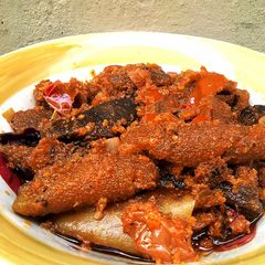 A picture of Carrot Paste Ponmo Sauce.