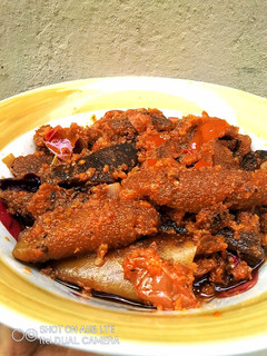 A picture of Carrot Paste Ponmo Sauce.