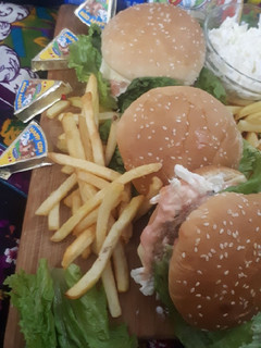 A picture of Chicken cheese burger.