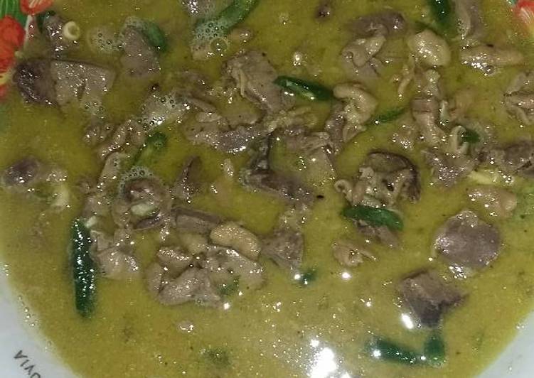 Langkah mengolah Ati ampela kuah santan yang mudah