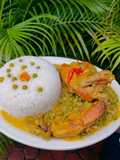 Coconut Chicken Curry with Peas and Rice