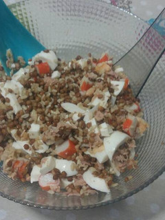 Una foto de Ensalada de lentejas y arroz