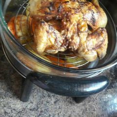 A picture of Roast chicken with veges.