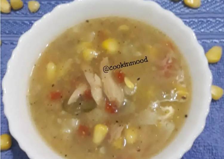 Sweetcorn chicken and vegetables soup